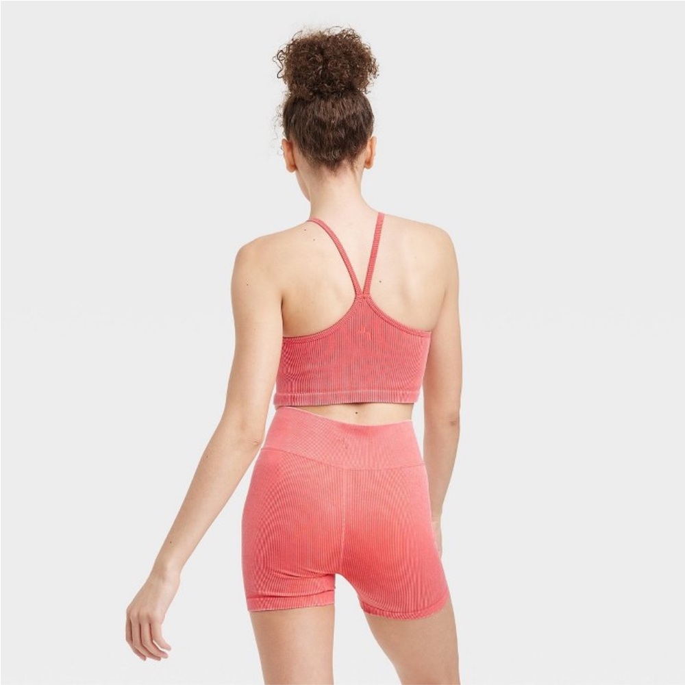 Women’s Ribbed Seamless High Neck Bra JoyLab Red - Picture 2 of 4